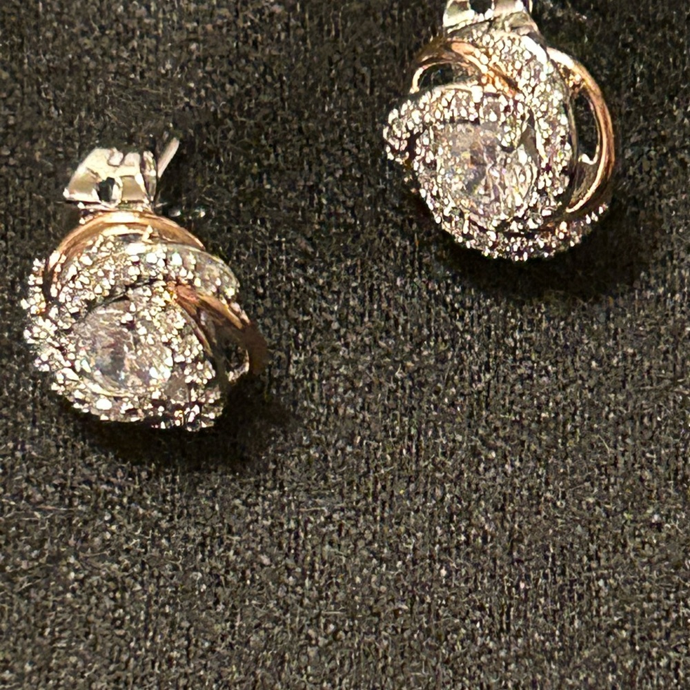 Elegant Silver and Gold Crystal Earrings